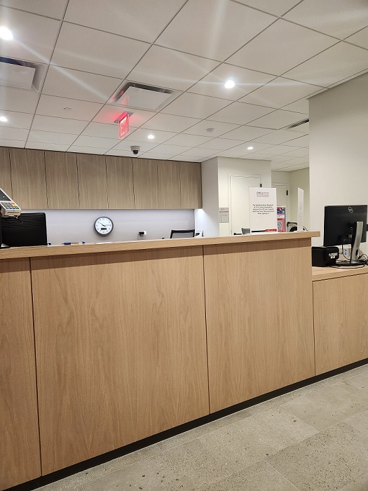 Reception counter inside the DC Office of Notary Commissions and Authentications